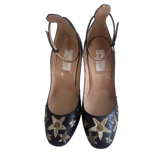 VALENTINO Tango Star 100 Sequined Ankle Strap Heels Size 37 - Picture 4 of 10